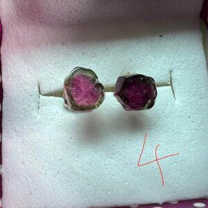 Watermelon tourmaline silver earrings